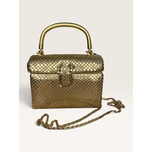 Vintage Star Gold Tone Metal Mesh Box Evening Bag MCM 60s Glam